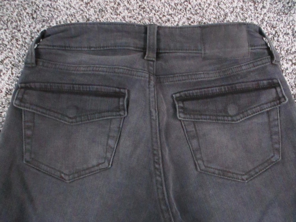 Aeropostale Jeans Womens 000 Black Mid Rise Kick Crop Raw Hem Flap Pockets 24×23