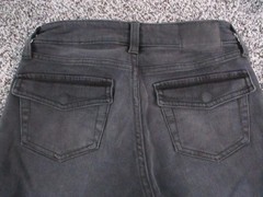 Aeropostale Jeans Womens 000 Black Mid Rise Kick Crop Raw Hem Flap Pockets 24×23