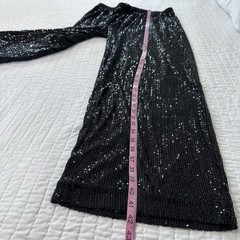 Jess Lea Black Shimmered Sequin Wide-Leg Elastic Tie-Waist Pant 2XL Bohemian