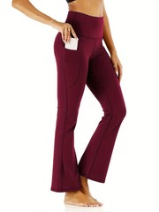 Women’s Flared Pants with Pockets, Flared Leg Yoga Pants High Waist Fitness