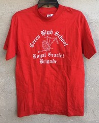 Vintage Ceres High School Royal Scarlet Brgade T Shirt Bagpipes 80s 1980s Size L