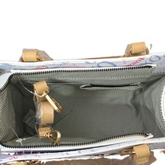 XOXO White Multicolor Logo Print Zip Satchel Top Handle Detachable Strap Gold