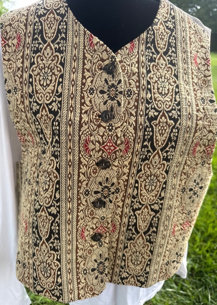 Vintage Emanuel Ungaro Brocade Vest Women’s 14 Baroque Tapestry Double Breasted
