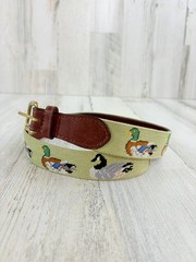 Smathers & Branson Duck Duck Goose Needlepoint Belt Sz 32