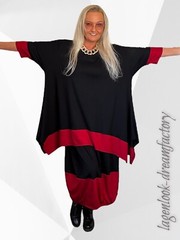 Lagenlook Dream Balloon Skirt Tulip Skirt Black Dark Red 42 44 46 48 50 52