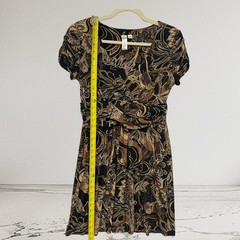 Womens Floral Faux Wrap Dress Size Medium Ruched Sleeve Summer Boho Chic