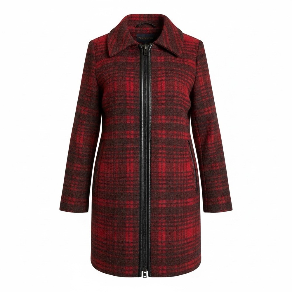 Pendleton Women’s Red And Black Wool Blend Walker Coat Size Small New