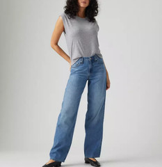 LEVI’S Baggy Dad Linen+ Denim Lightweight Women’s Jeans, Heavy Check