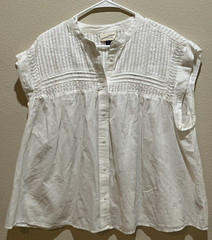 Universal Thread Boho Peasant Cottagecore Blouse XXL Cotton White Pintuck Top