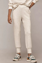 NWT ANTHROPOLOGIE VARLEY DOUBLESOFT THE SLIM CUFF PANTS JOGGERS IVORY MARL S
