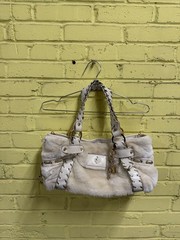 Vintage Rare Baby Phat Faux Fur Purse Cream Gold Bling Charm Keychain