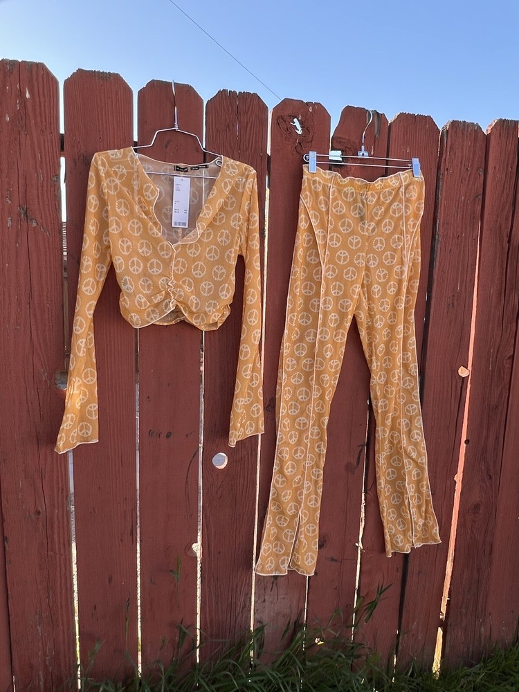 Urban Outfitters Sheer Mesh Set Festival Boho Hippie Peace Rave 90s Alt Grunge