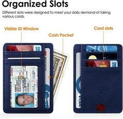 Men RFID Blocking Slim Wallet Credit Card ID Holder Thin Minimalist Key Ring