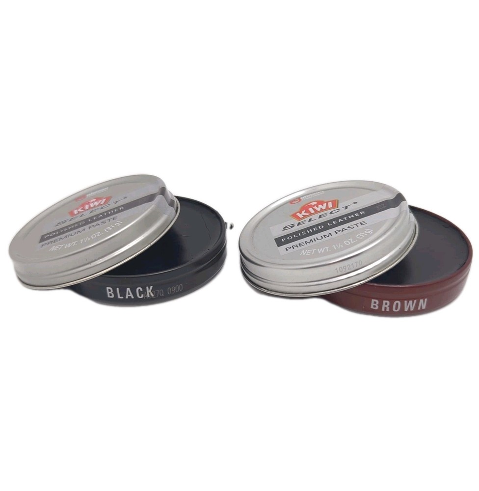 Kiwi Black & Brown Select Premium Paste Shoe Polish Variety Pack 1.125 oz Each