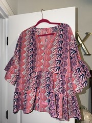 Simply Southern Half Sleeve Blouse XLarge Women’s Pink Floral