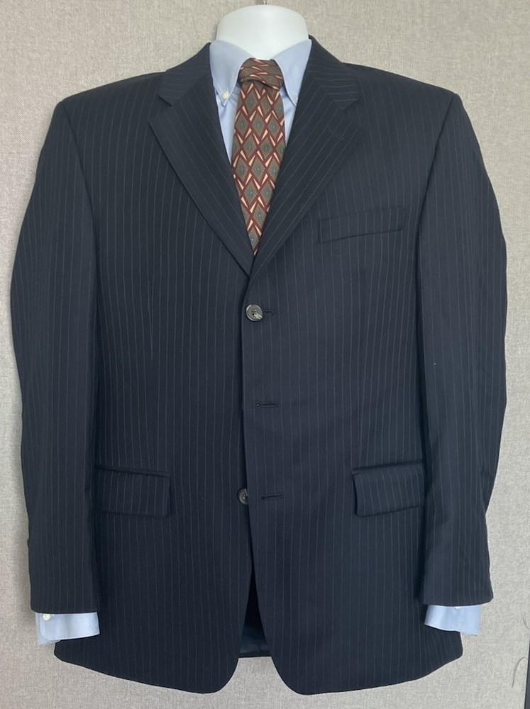 Lauren Ralph Lauren Pinstripe Wool Suit Jacket 40R 3-Button Half Canvas L&T