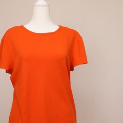 Liz Claiborne NY Women’s Top Vibrant Orange 100% Cotton Color Block *Summertime*