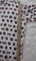 Vintage CHAPS Ralph Lauren Polo Shirt Men M/L All Over Crest Flag 90s Y2K Preppy