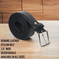 Men’s Leather Jeans Belt with Single Prong Buckle Belts for Men 1.5 inch Wide