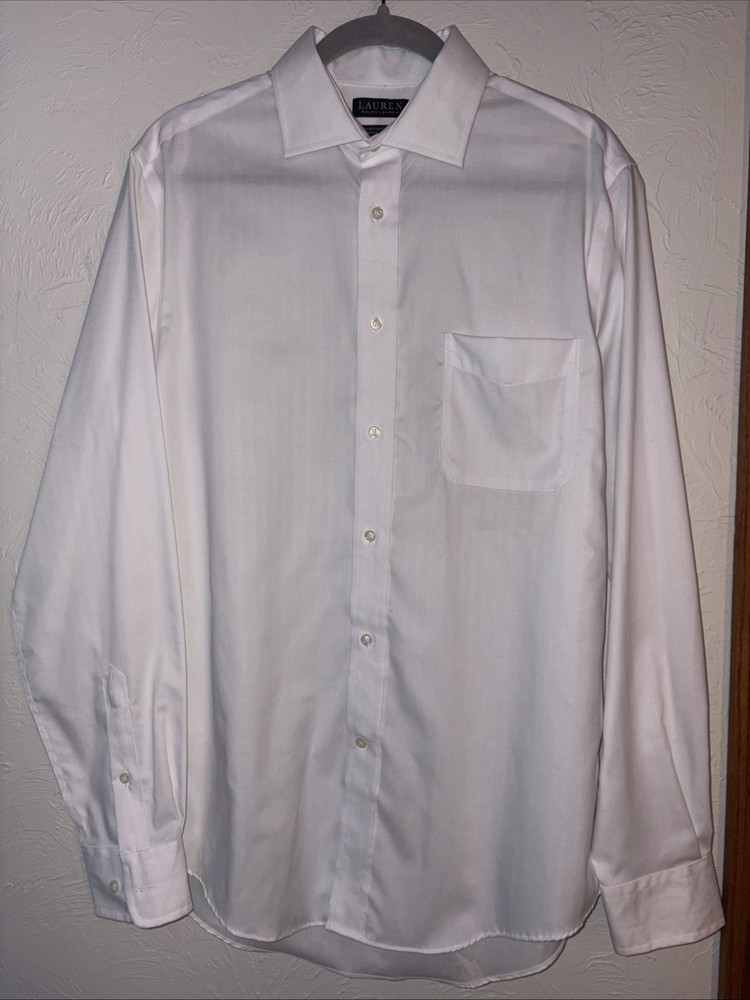 Polo Ralph Lauren Men’s White Button Down Shirt Medium Size 15 1/2 Custom Fit