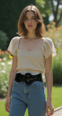 New Women Hip High Waist Stretch Fabric Wide Black Fashion Casual Belt Size S M