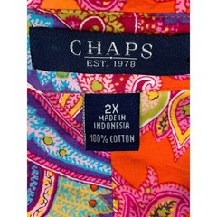 Chaps Women’s 2X Orange Paisley Cotton Button Down Shirt Long Sleeve Blouse