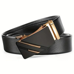 Premium Men’s Leather Belt with Automatic Alloy Buckle