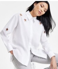 Women’s I.N.C International Concepts Women’s Embellished Star-Cutout Shirt NWT M
