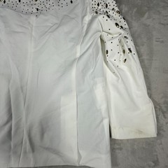 Louis Vino Blazer Jacket Mens 44R White Embellished Stretch Slim Fit Formal