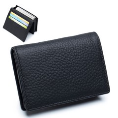 Genuine Leather Business Card Holder for Men Women Card Wallet Coin Pocket Purse