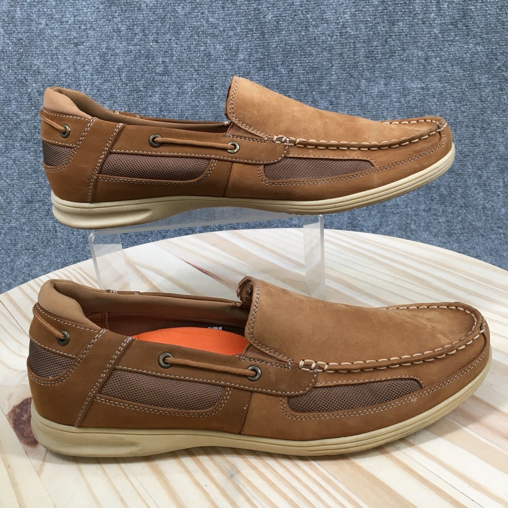 Merona Tiller Shoes Mens 13 Boat Slip On Casual Flats 098001209 Leather Brown