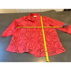 Alfred Dunner Petite Coral Pink Burnout Floral Blouse 3/4 Sleeve Size 12P