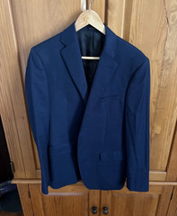 Calvin Klein Men’s Blue 2-Piece Wool Stretch Slim Fit Suit 40S Flat Front
