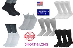 1 3 6 12 24 Pairs Men’s Circulatory Diabetic Crew Socks Size US 9-11 10-13 13-15