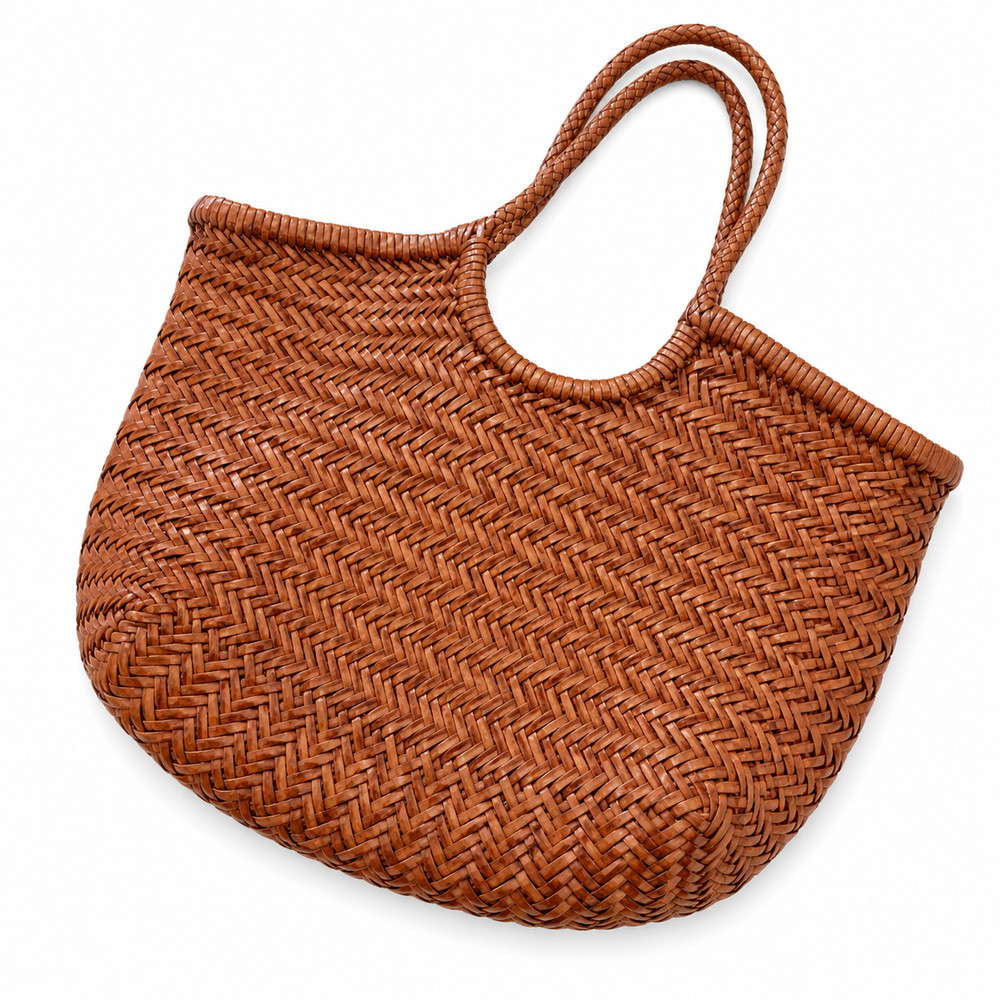 Dragon Diffusion Leather Mesh Totebag Nantucket Basket Handbag Brown Excellent