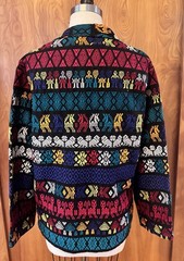 Vintage 70s Guatemalan Handwoven Jacket Men’s M Folk Art Chore Coat Maya Textile