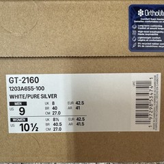 Brand New Asics Above The Cloud GT-2160 White Silver 1203A655-100 Men’s Size 9