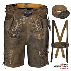 Authentic Lederhosen Antiqued Klose Leather Short Trachten Oktoberfest Costume