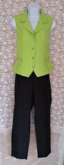 Betsy Lauren Petites Pant Set 10P Lime Green Sleeveless Top Black Tapered Pants