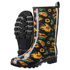 HISEA Women’s Printed Rain Boots Mid-Calf Waterproof Garden Boots Glossy Wellies