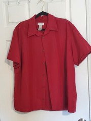 Concepts by Claiborne Red Short Sleeve Button Shirt XL Textured Front