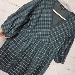 Madewell Green Navy Plaid Wrap Dress Womens S Puff Balloon Sleeve Mini Babydoll
