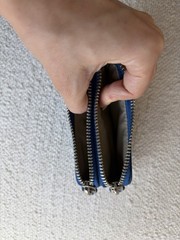 Tumi Voyageur Blue Dual Pouch Zip Wallet Coin Case