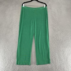 Chico’s Travelers Pants Womens 3P / XL Green Straight Leg Pull On Slinky