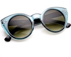 Stunning Blue Polycarbonate Lenses Round Cat Eyes Sunglasses Rare
