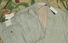 $600 BANANA REPUBLIC Green Linen 2 Piece Suit Slim Fit 38R 33 x 32 NWT