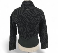 Baby Phat Y2K Women’s Black Zebra Animal Print Biker Zip Lined Jacket Size S