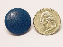 4 MADE IN USA Teal Blue Genuine leather covered jacket buttons, 23mm, metal loop