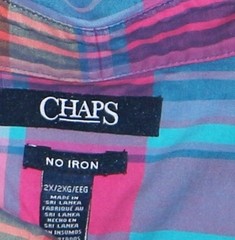 CHAPS Plaid No Iron Cotton Blse 3/4 Slvs 51 In Chst 29.5 In Lng Sz 2X EXC
