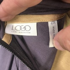 LOGO by Lori Goldstein Shirt Womens 2X Gray Tan 2 Piece Lagenook Minimalist